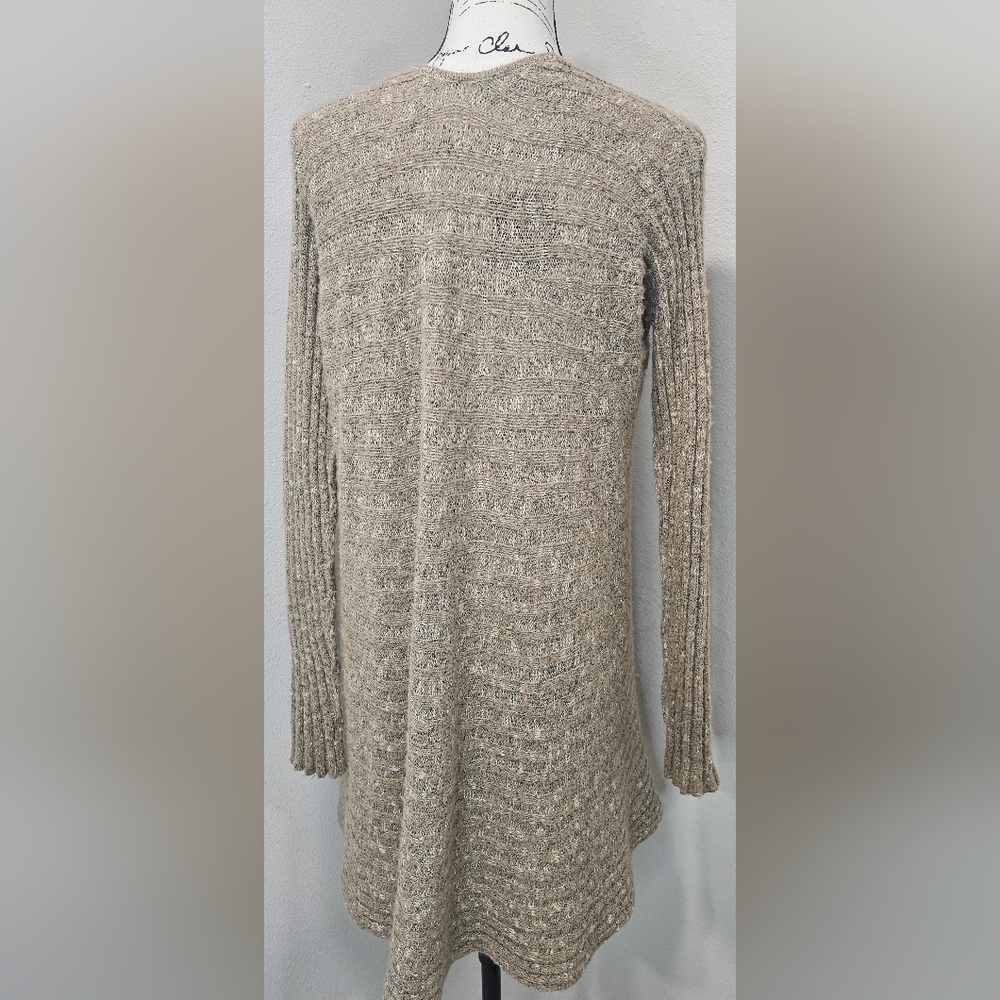 Free People Open Front Waterfall Crochet Knit Long Sleeve Layering Oatmeal Sz XS - Picture 4 of 14
